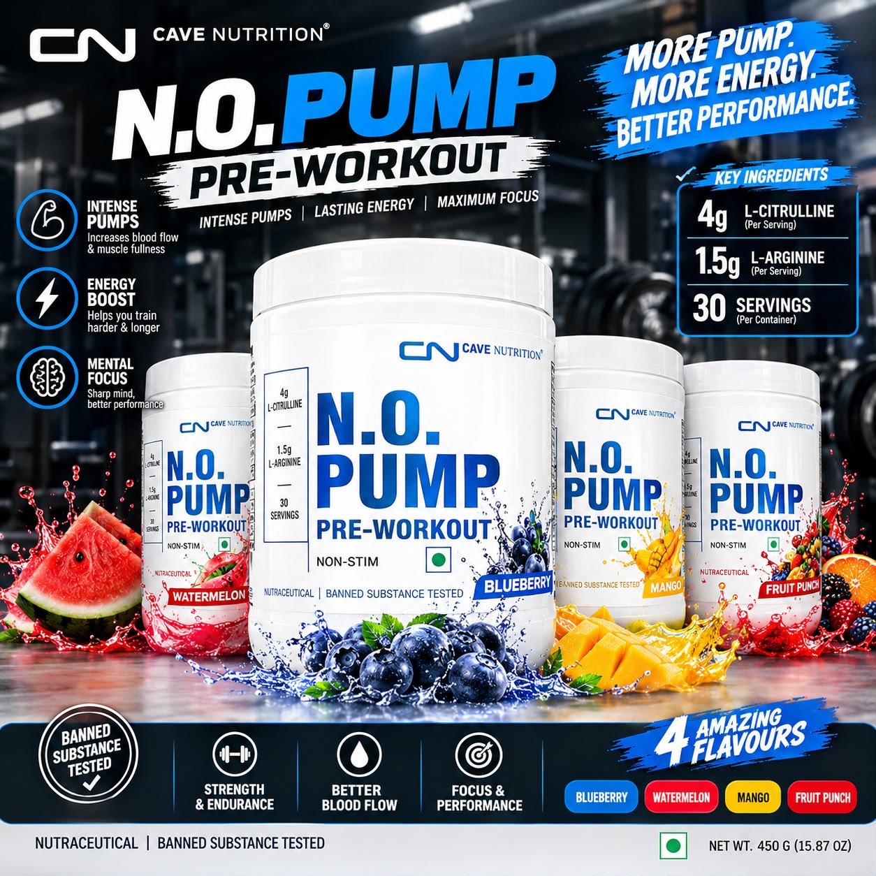 CAVE NUTRITION N.O PUMP PREWORKOUT 30SERVING